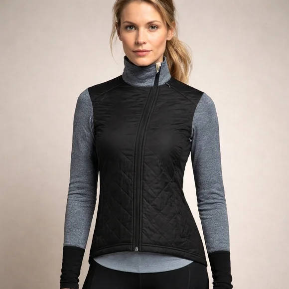 Cafe du Cycliste Heidi Jacket Women Medium Black Gray Insulated Winter Cycling - Picture 1 of 12